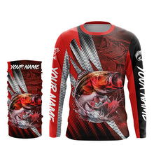 Load image into Gallery viewer, Bass fishing Custom sun protection long sleeve fishing shirts, bass fishing jersey | Red NQS5366
