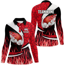 Load image into Gallery viewer, Red Flame Bowling Camo Bowling Polo, Quarter Zip Shirts For Women Custom Bowling Team Bowler Jerseys NQS8588