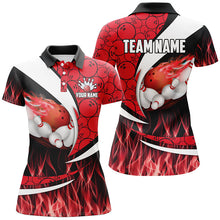 Load image into Gallery viewer, Red Flame Bowling Camo Bowling Polo, Quarter Zip Shirts For Women Custom Bowling Team Bowler Jerseys NQS8588