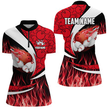 Load image into Gallery viewer, Red Flame Bowling Camo Bowling Polo, Quarter Zip Shirts For Women Custom Bowling Team Bowler Jerseys NQS8588