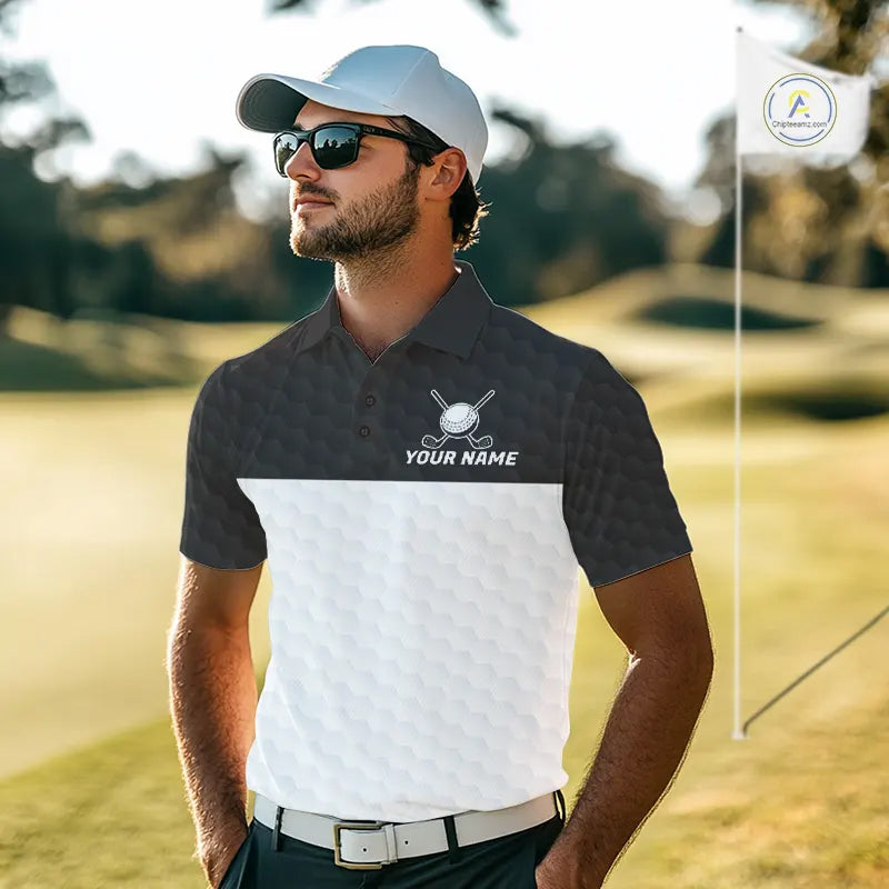 Black and White Golf Polo shirts For Men Custom golf attire for men, best golf gifts for men NQS11702