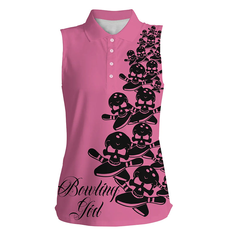 Custom sleeveless bowling shirt for women – personalized team jersey front view