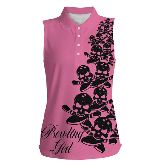Custom sleeveless bowling shirt for women – personalized team jersey front view