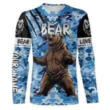 Load image into Gallery viewer, Bear hunter big game hunting blue camouflage Customize Name 3D All Over Printed Shirts NQS4009