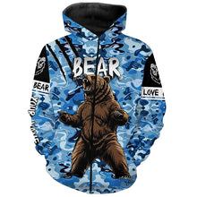 Load image into Gallery viewer, Bear hunter big game hunting blue camouflage Customize Name 3D All Over Printed Shirts NQS4009