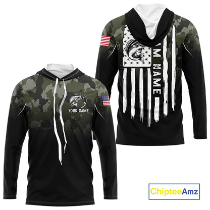 Black green camo American Flag Custom Largemouth Bass Fishing team shirts, bass fishing jerseys NQS11359