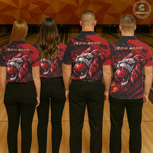 Load image into Gallery viewer, Black and Red Lion Bowling Polo, 1/4 Zip Jersey for Women, Lion Bowling Team League shirts NQS11572