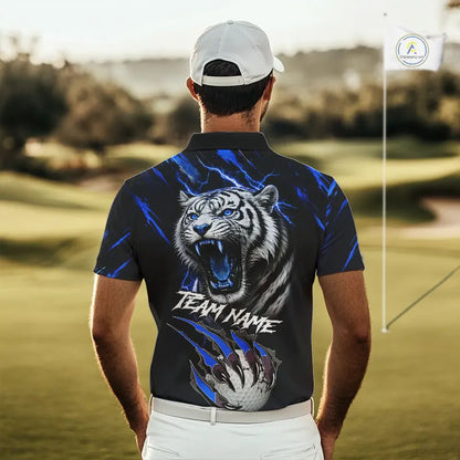 Black and Blue Lightning thunder Tiger Golf Polo shirts for men custom Tiger team golf shirts NQS11574