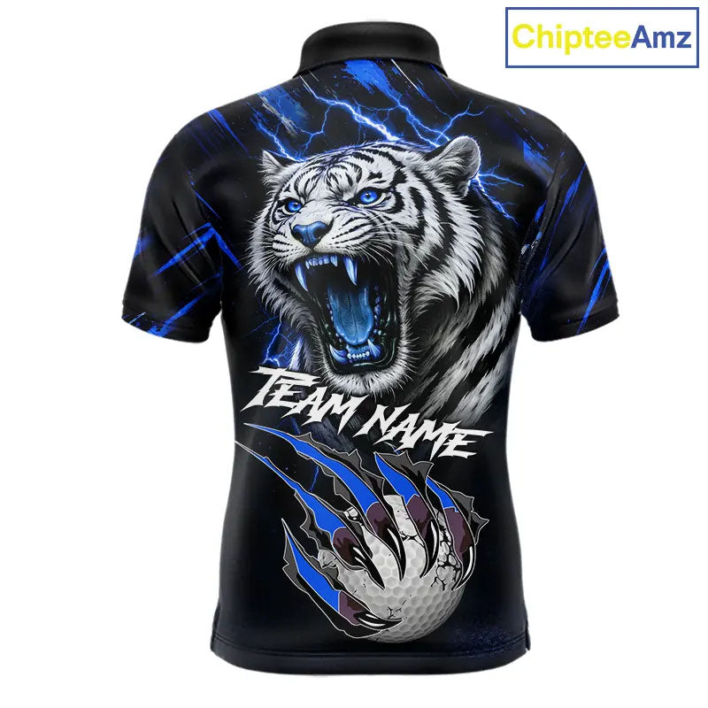 Black and Blue Lightning thunder Tiger Golf Polo shirts for men custom Tiger team golf shirts NQS11574