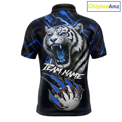 Black and Blue Lightning thunder Tiger Golf Polo shirts for men custom Tiger team golf shirts NQS11574