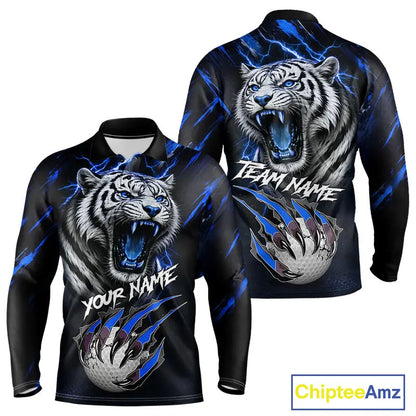 Black and Blue Lightning thunder Tiger Golf Polo shirts for men custom Tiger team golf shirts NQS11574