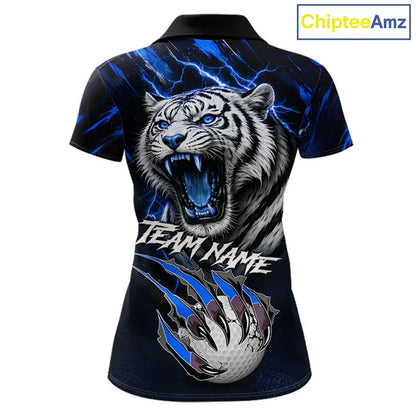 Black and Blue Lightning thunder Tiger Golf Polo shirts for Women custom Tiger team golf shirts NQS11574