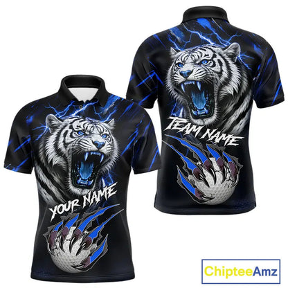 Black and Blue Lightning thunder Tiger Golf Polo shirts for men custom Tiger team golf shirts NQS11574