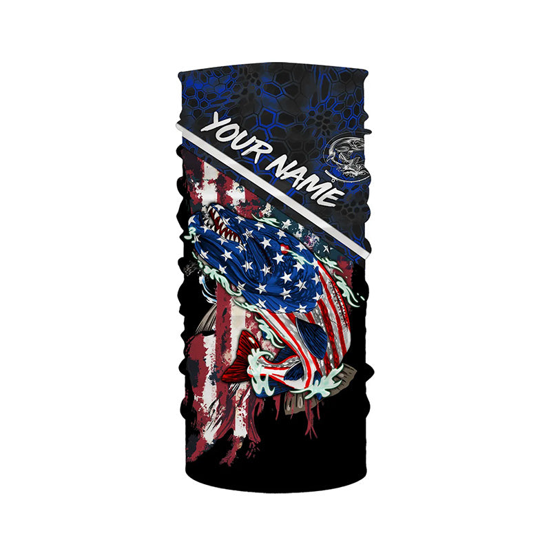 American Flag Northern pike fishing blue camo Custom name long sleeve Fishing Shirts NQS4822