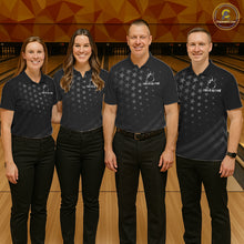 Load image into Gallery viewer, Custom Black American Flag Bowling Team Shirts For Women, Personalized patriotic Bowling League Shirt NQS11706