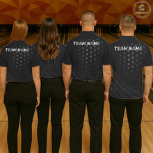 Load image into Gallery viewer, Custom Black American Flag Bowling Team Shirts For Women, Personalized patriotic Bowling League Shirt NQS11706