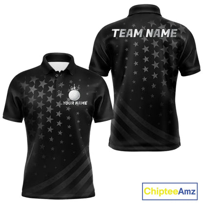 Custom Black American Flag Golf Team Shirts For Men, Personalized patriotic Mens Golf top NQS11707