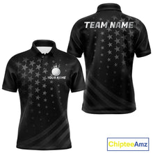Load image into Gallery viewer, Custom Black American Flag Golf Team Shirts For Men, Personalized patriotic Mens Golf top NQS11707