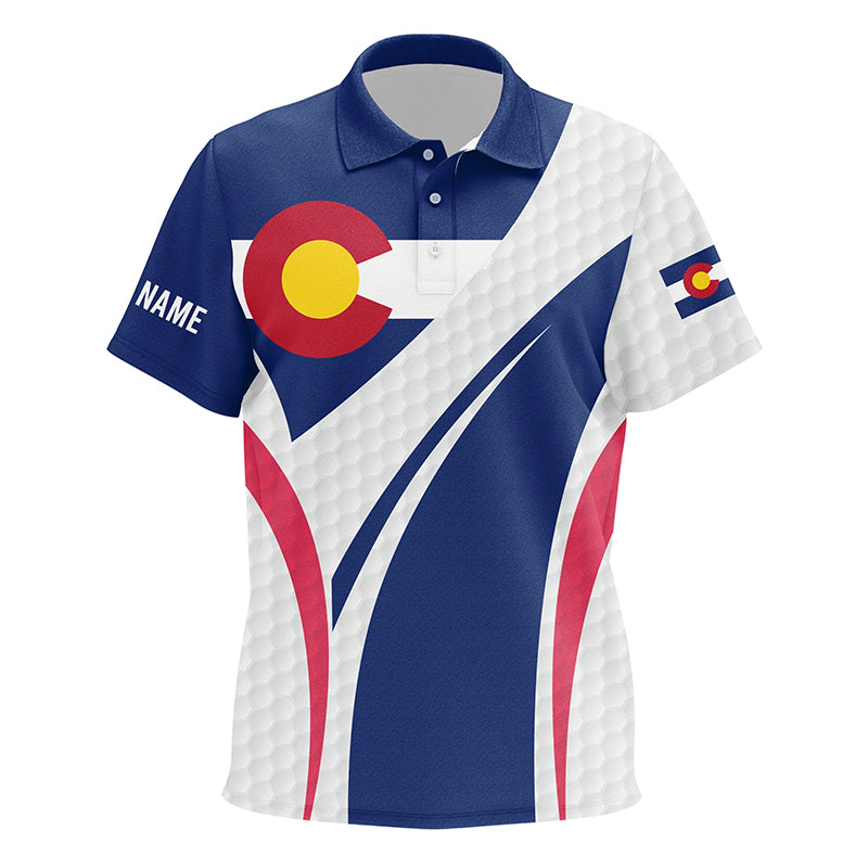 Kid golf polo shirts Colorado flag custom white golf ball skin pattern patriot Kid golf wears NQS7398