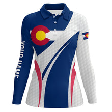 Load image into Gallery viewer, Women golf polo shirt Colorado flag custom white golf ball skin patriot ladies golf tops NQS7398