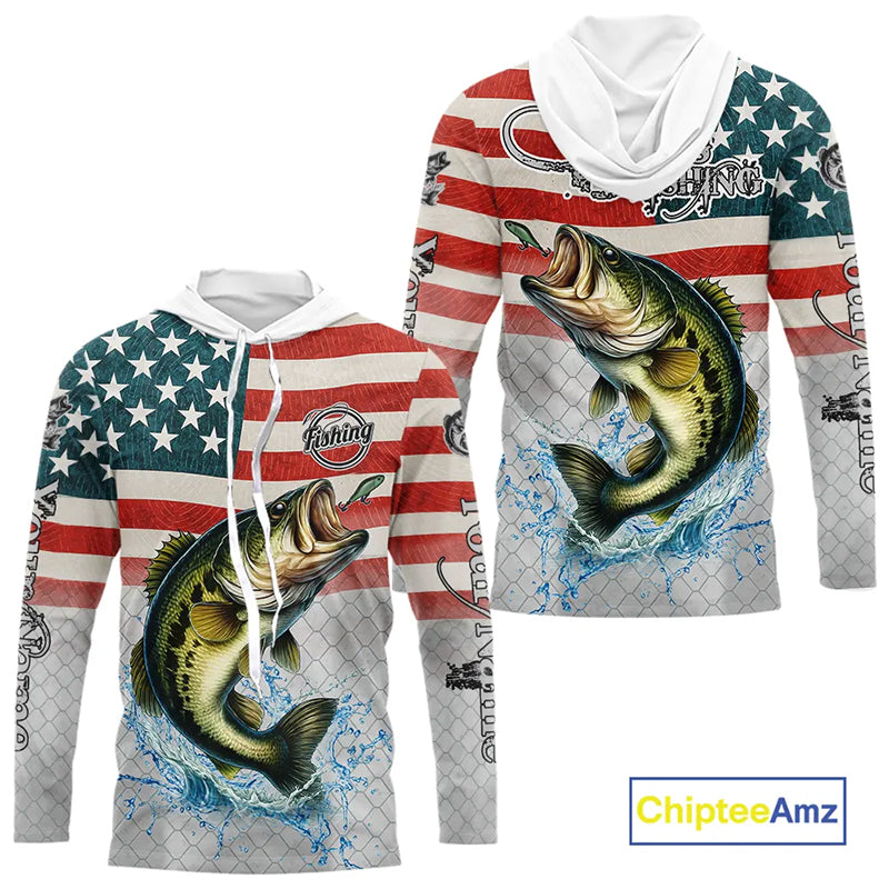 American Flag Largemouth Bass Fishing Custom Bass Fishing tournament Shirt, patriotic Bass jersey NQS10981