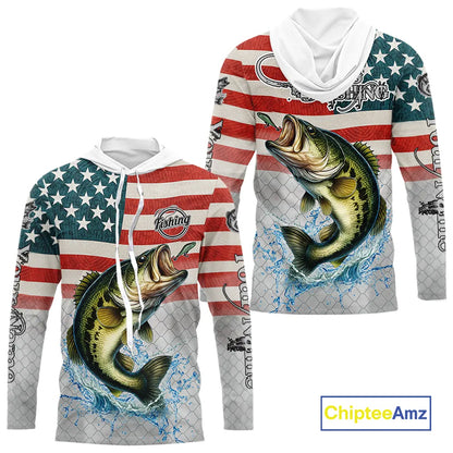 American Flag Largemouth Bass Fishing Custom Bass Fishing tournament Shirt, patriotic Bass jersey NQS10981