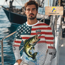 Load image into Gallery viewer, American Flag Largemouth Bass Fishing Custom Bass Fishing tournament Shirt, patriotic Bass jersey NQS10981