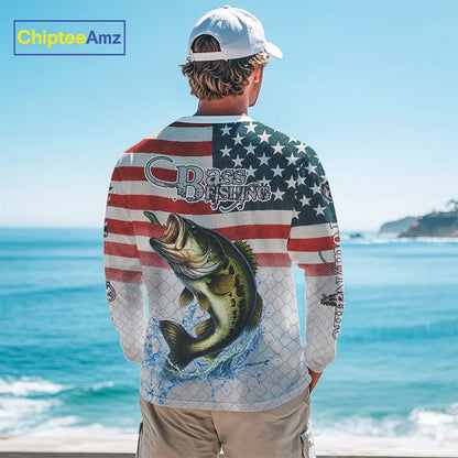 American Flag Largemouth Bass Fishing Custom Bass Fishing tournament Shirt, patriotic Bass jersey NQS10981