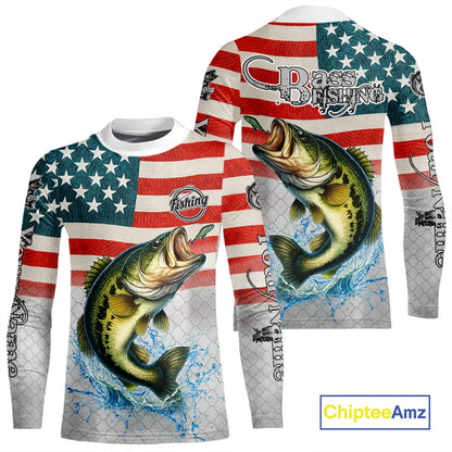 American Flag Largemouth Bass Fishing Custom Bass Fishing tournament Shirt, patriotic Bass jersey NQS10981
