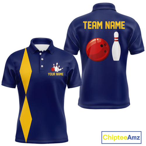 Personalized Yellow and Blue Retro Bowling Shirts For Men custom vintage bowling team jerseys NQS11165