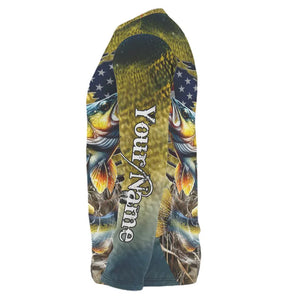 Walleye Fishing Scales Camo American Flag Faith patriotic Custom UV protection long sleeves shirts NQS9310