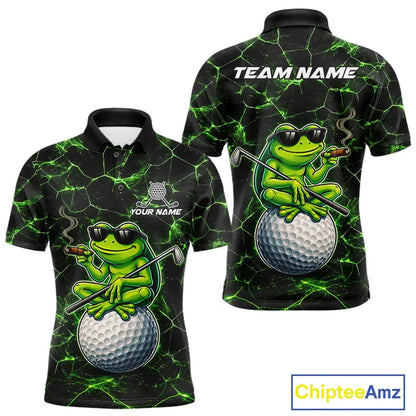 Black & Green Funny Frog Golf Polo shirts for men Custom Frog team golf shirts, men's golf clothes NQS11584