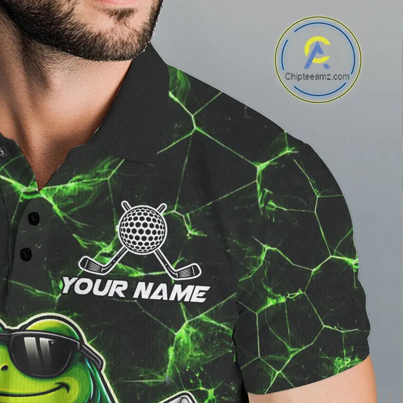 Black & Green Funny Frog Golf Polo shirts for men Custom Frog team golf shirts, men's golf clothes NQS11584