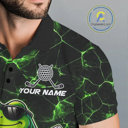 Black & Green Funny Frog Golf Polo shirts for men Custom Frog team golf shirts, men's golf clothes NQS11584