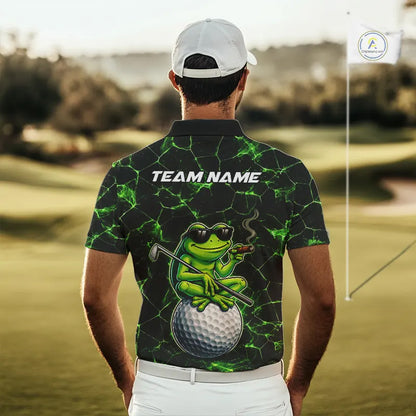 Black & Green Funny Frog Golf Polo shirts for men Custom Frog team golf shirts, men's golf clothes NQS11584