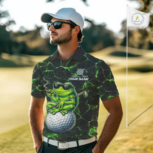 Load image into Gallery viewer, Black &amp; Green Funny Frog Golf Polo shirts for men Custom Frog team golf shirts, men's golf clothes NQS11584