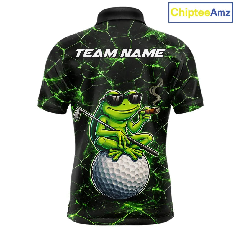 Black & Green Funny Frog Golf Polo shirts for men Custom Frog team golf shirts, men's golf clothes NQS11584