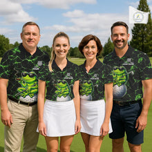 Load image into Gallery viewer, Black &amp; Green Funny Frog Golf Polo shirts for Women Custom team golf shirts, ladies golf clothes NQS11584