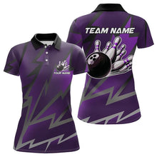 Load image into Gallery viewer, Purple Lightning Thunder Storm Team bowling shirts for women custom bowling Polo, Quarter zip jerseys NQS9625