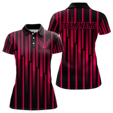 Load image into Gallery viewer, Black and Pink neon light pattern Bowling Polo, Quarter Zip Shirt For Women Custom Team Bowling Jersey NQS9106