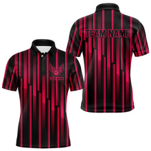 Load image into Gallery viewer, Black and Pink neon lights pattern Bowling Polo, Quarter Zip Shirt For Men Custom Team Bowling Jersey NQS9106