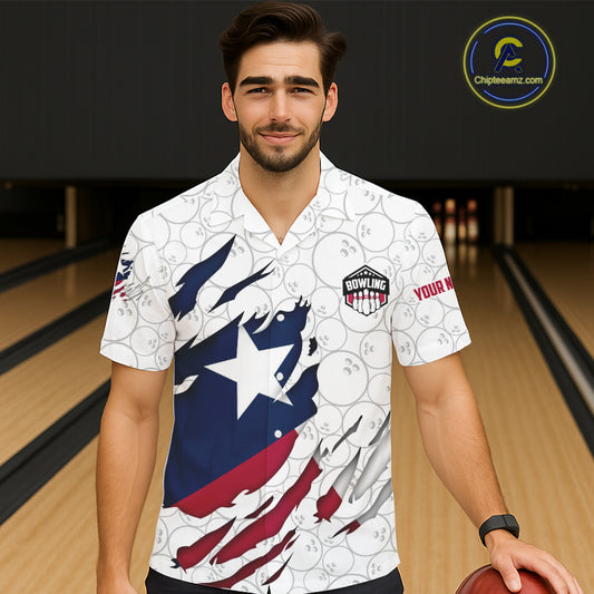 Personalized Texas Flag Camo Bowling Hawaiian Shirt Custom patriotic Texas Bowling Team Jerseys NQS11173