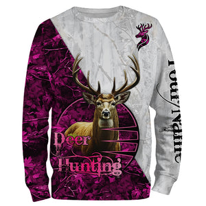 Deer Hunting Pink Winter Camo Customize name Hunting apparel gift for deer hunting lovers NQS665