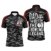 Load image into Gallery viewer, Custom black bowling shirt for bowling – personalized team jersey front view