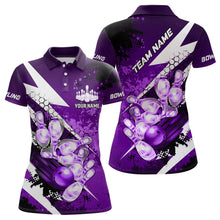 Load image into Gallery viewer, Purple grunge lightning Bowling Polo, Quarter Zip shirt For Women Custom Team Bowling Jerseys NQS8661