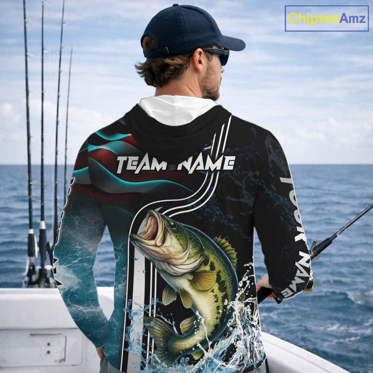 Largemouth Bass fishing US Flag customize performance Fishing shirts, patriotic Bass fishing jerseys NQS11601