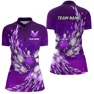 Ice Purple Bowling Shirts For Women Custom Bowling Team Uniform Bowlers Outfits NQS9138