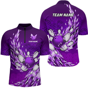 Ice Purple Bowling Shirts For Men Custom Bowling Team Uniform Bowlers Outfits NQS9138