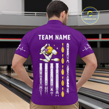 Load image into Gallery viewer, Yellow and Purple Retro American Flag Bowling Shirts For Men Custom Patriotic Bowling Team Jerseys NQS11213