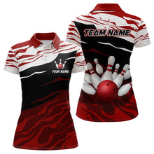 Load image into Gallery viewer, Red, white and black camo Custom Bowling Shirts For Women, Bowling Team Jersey Gift For Bowler NQS9149